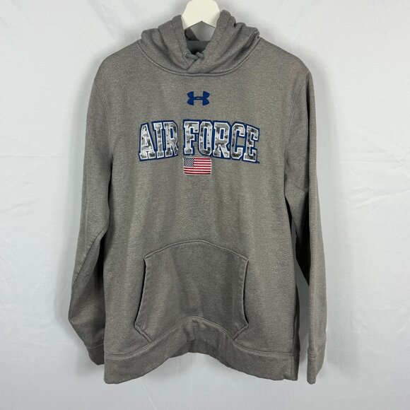 Under Armour Storm Air Force Hoodie Men's Size Large Gray Camo Logo Sweatshirt - Picture 1 of 10